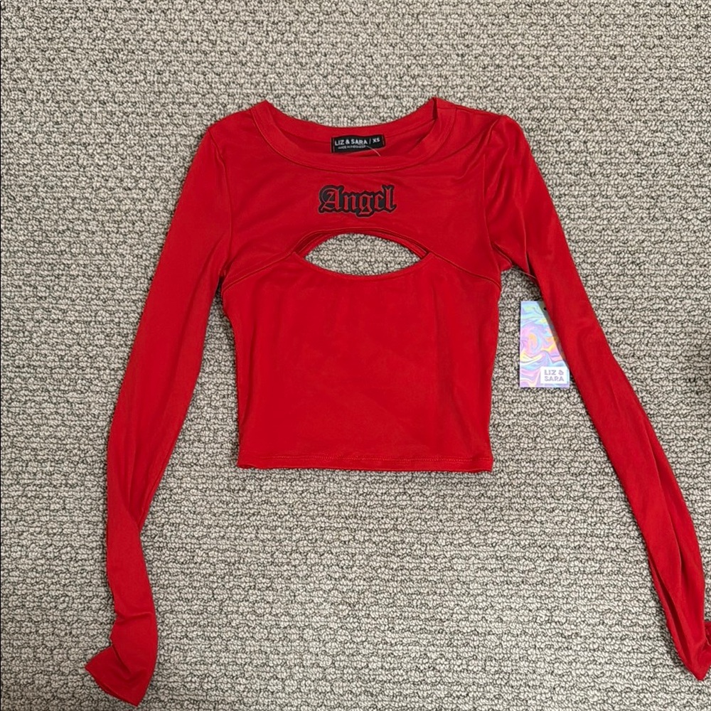 Red Long Sleeve Top